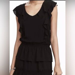 Banana Republic Black Ruffle Tiered Mini Dress | Women's Medium | NWT